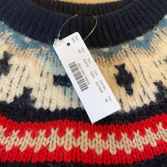 J. CREW NWT Navy Zig Zag Fair Isle Wool
Alpaca Sweater size medium - Picture 2 of 6